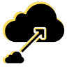 Icono de una nube con una flecha ascendente, representando crecimiento, expansión y escalabilidad en entornos cloud.